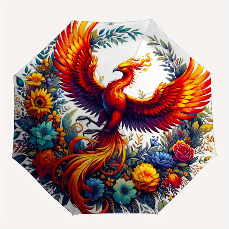 1pc Floral Phoenix Automatic Opening and Closing Umbrella - Suitable for Various Occasions, Outdoor Activities, Lightweight and Durable Automatic