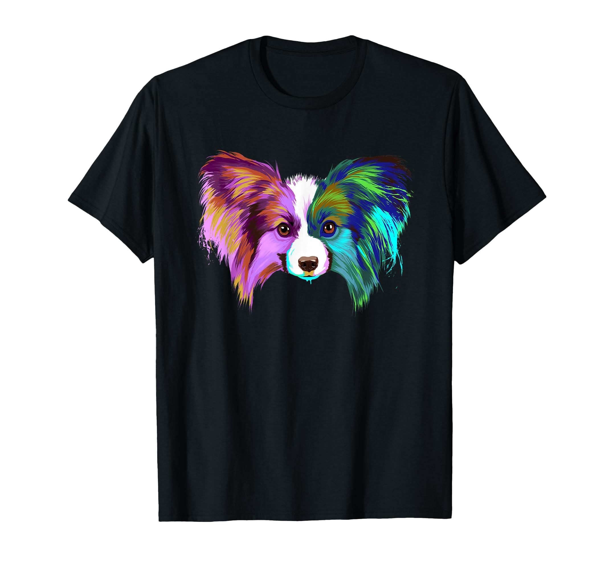 

Colorful Papillon Dog T-Shirt