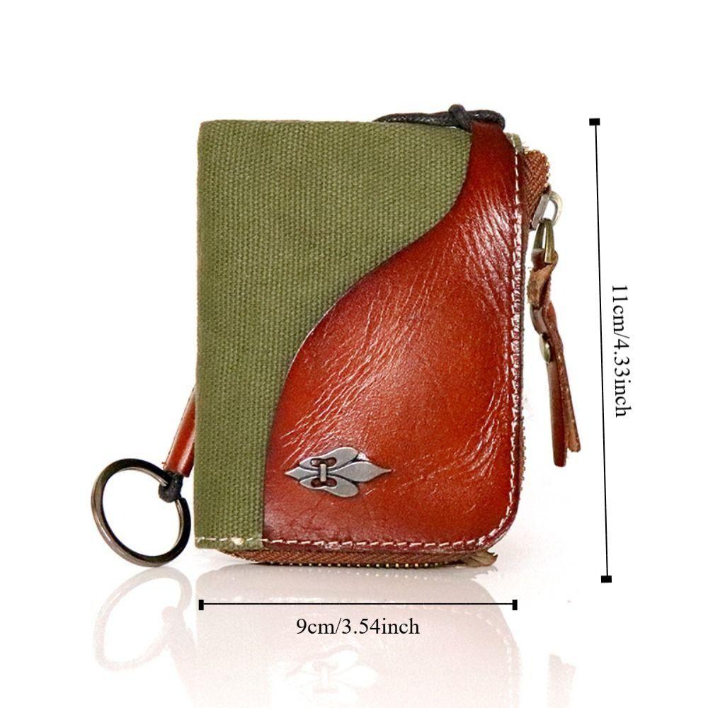 Vintage Car Key Bag Stitching Storage Card Bag Retro Women's Leather  Coin Purse  Coin