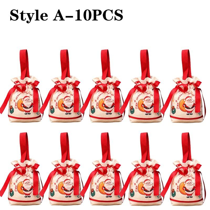 1-10PCS Christmas Gift Bags Christmas Eve Apple Bag Candy Bag Creative Little Gift Bag for Peaceful Fruit Packaging