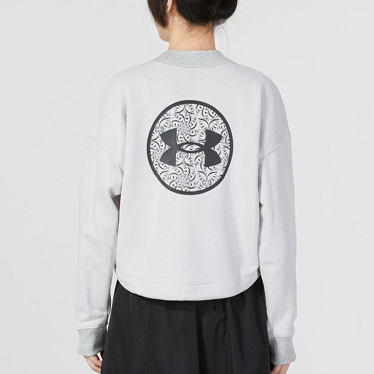 Under Armour Nowa Kolekcja Wiosenna Bluza Casual Luźna z Nadrukiem Logo Damskie Top Szary 1374532-592