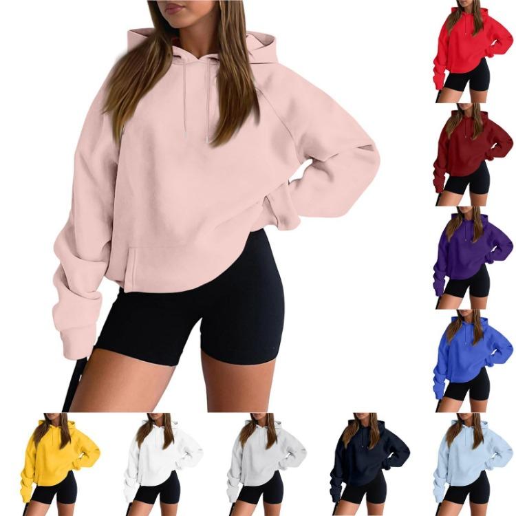 Hooded Premium Pullover Women's Thickened Casual Autumn Solid Color Long Sleeve Fashion Velvet