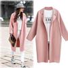 Stylish And Versatile Medium Long Suit Collar Coat With Long Sleeves In Pink Blue Gray