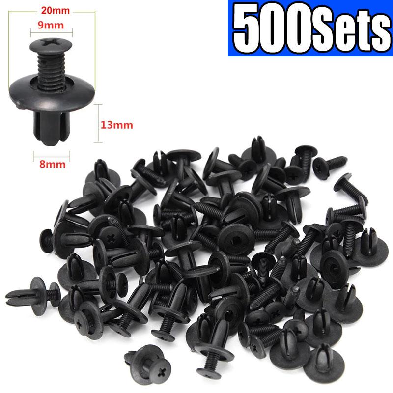 8mm Rivetti in Plastica Elementi di Fissaggio Vite Paraurti Auto Parafango Rivetto Nero Clip di Fissaggio Auto per Toyota Focus Kia Nissan Yamaha