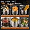 68oz 3-in-1 304 Stainless Steel Oil Filter Pot with Fine Mesh Strainer Heat-Resistant Handle 2L Bacon Grease Container for Kitchen Camping Frying