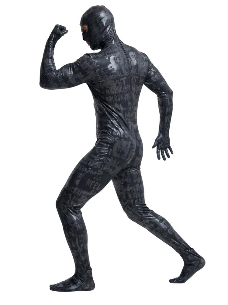 Fashion Printing Pu Full Cover Bodysuit Nightclub Invisible  Stage Performance Jumpsuit Men'S Zentai High Elastic Shaping Tights