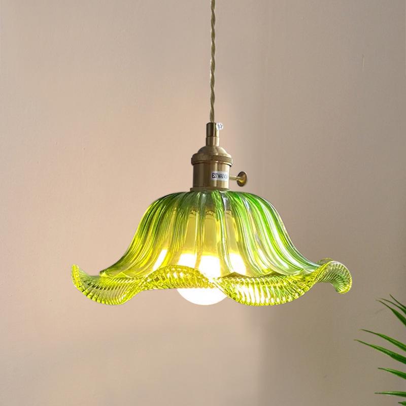 Lustre Nórdico de Vidro Verde para Casa, Bar, Café ou Varanda