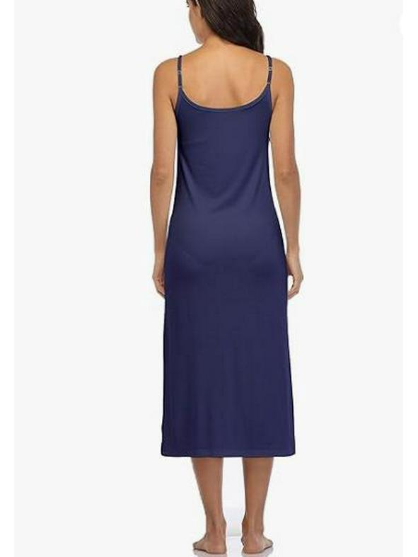 European and American Long Camisole Dress with Adjustable Straps – Soft, Round Neck Nightgown