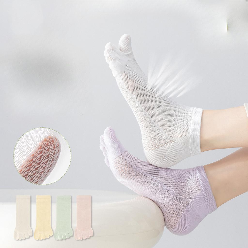 Damen Sommer Dünne Neue Mesh Atmungsaktive Antibakterielle Deodorant Anti Blasen Fünf-Zehen Baumwollsocken