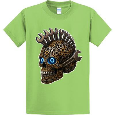 NEW Art Society GEAR HEAD SKULL LIME GREEN Tee Shirt SMALL-4XLARGE MADE IN USA