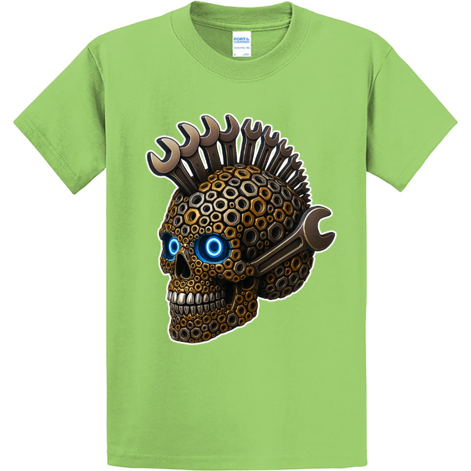 NEW Art Society GEAR HEAD SKULL LIME GREEN Tee Shirt SMALL-4XLARGE MADE IN USA S разноцветный