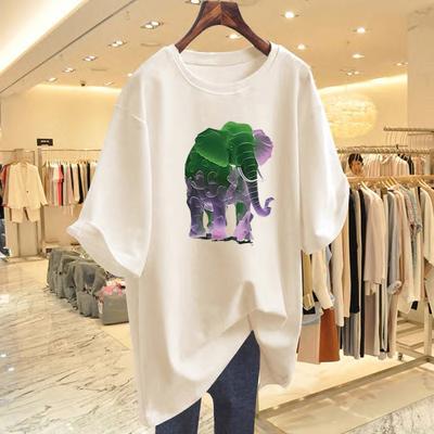 Elephant Cotton Short-sleeved T-shirt Women's Hong Kong Flavor Chc Top Bottoming Shirt Design Sense Niche 2025 Summer New Trendy