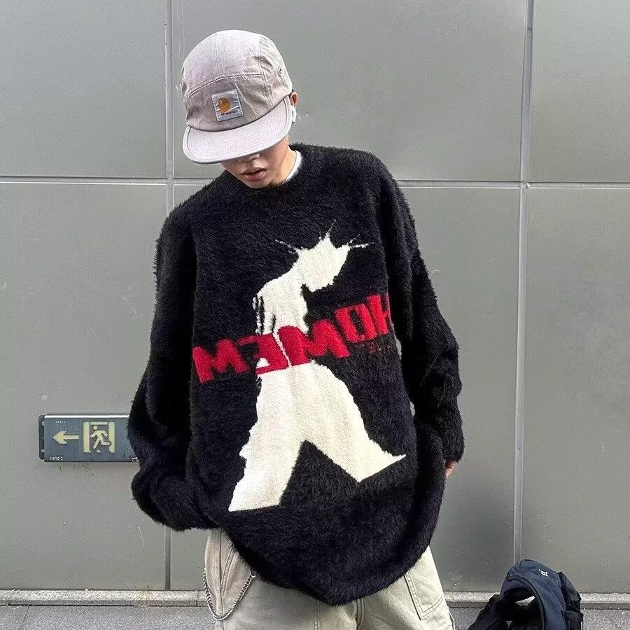 

Men s Autumn/Winter 2025 Round Neck Pullover Sweater: High-End Knitwear Base Layer M чорний