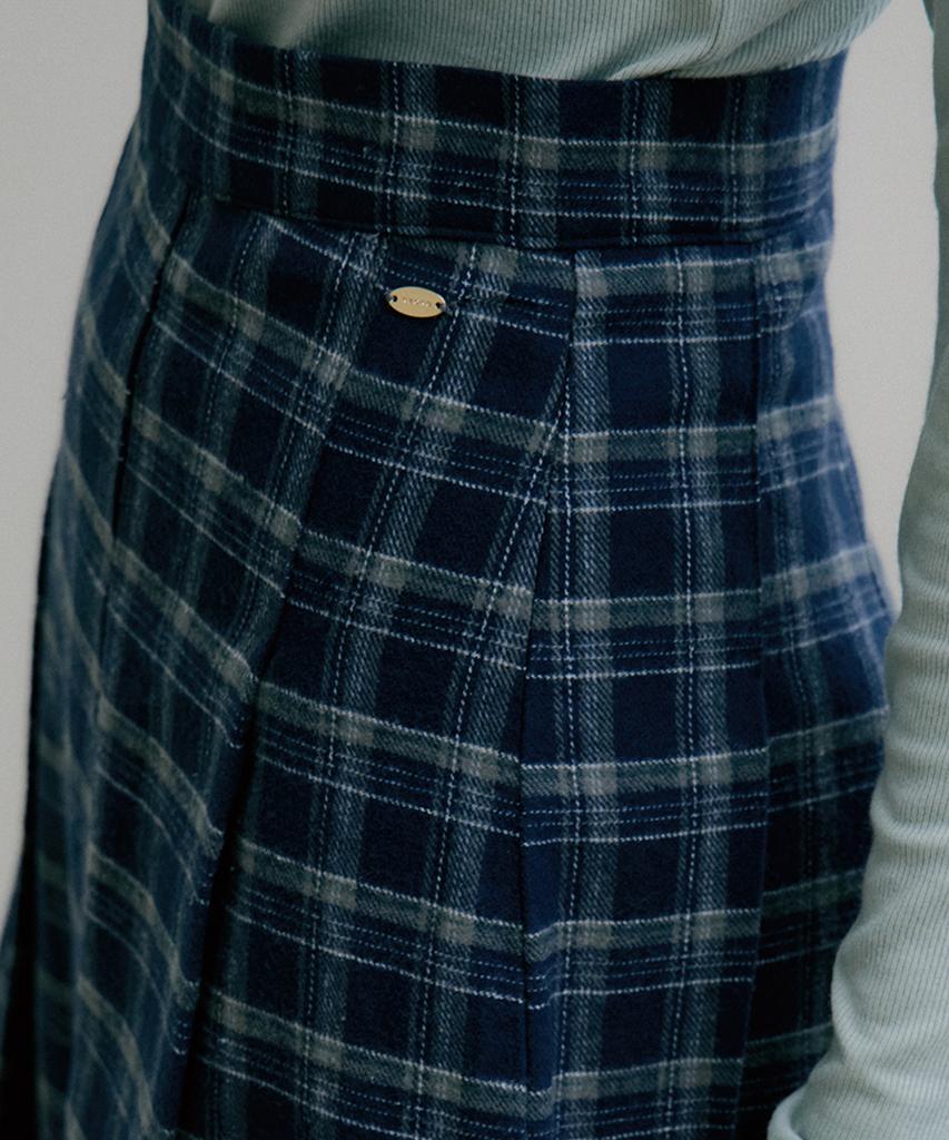 Riorg Eot Checkered Pleats Mini Skirt Indigo