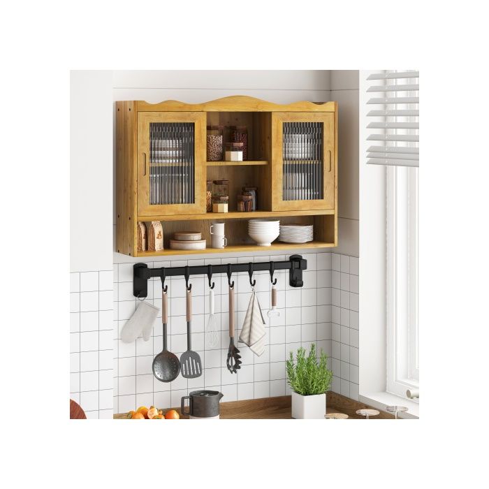 Armoire Coulissante À Double Porte De Style Vintage, 90 Cm, Espace De Rangement À Trois Niveaux, Finition Naturelle