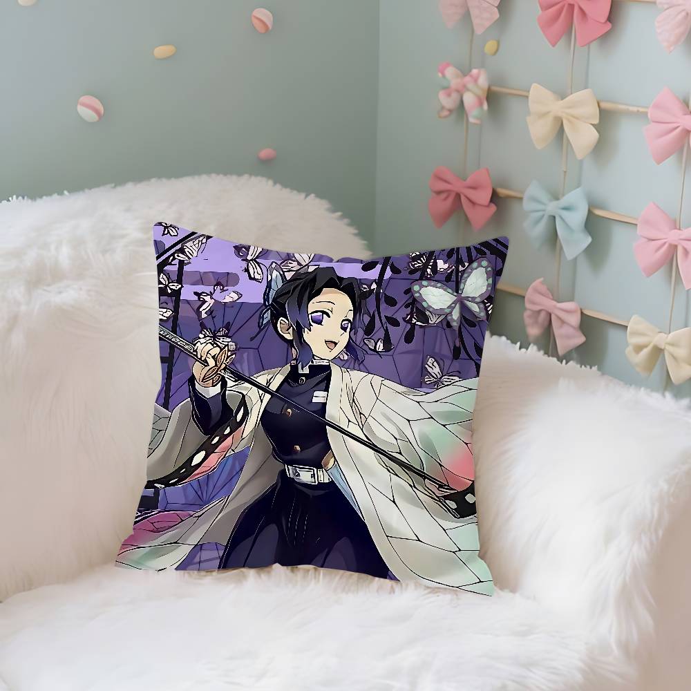 Kochou Shinobu Pillow Case Throw Pillow Cover Nordic Vintage Style Cushion Covers Home Living Room Sofa Couch Seat