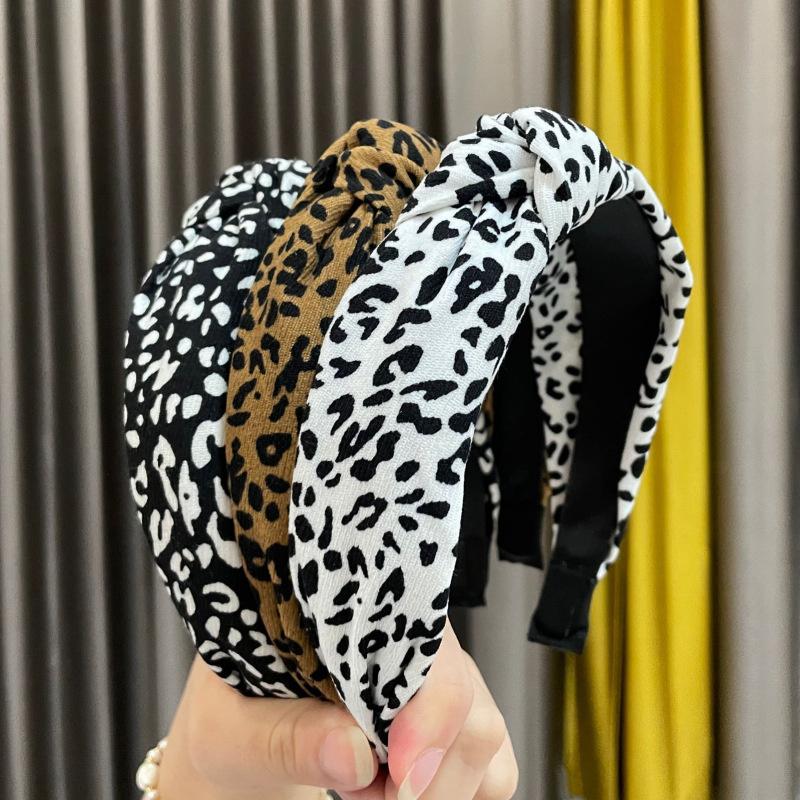 Fashion Women's And Girls Leopard Print Headband With Center Knot for Ladies Daily Casual Hair Hoops Accessories