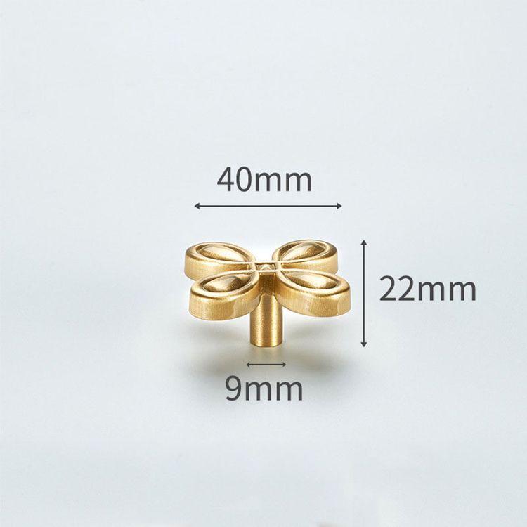 Brass Gold Flower Shape Cabinet Knob Pulls Polished Solid Brass Ball Kitchen Drawer Knob Handle
