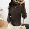 Half Turtleneck Sweater for Women Casual Warm Pullover and Slim Solid-color Knitted Sweater for Autumn and Winter