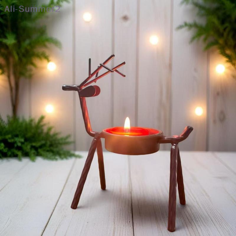 {MX} Creative Christmas Reindeer Candlestick Durable Iron Candle Holder Tea Light Holder DIY Xmas Party Home Table Decor