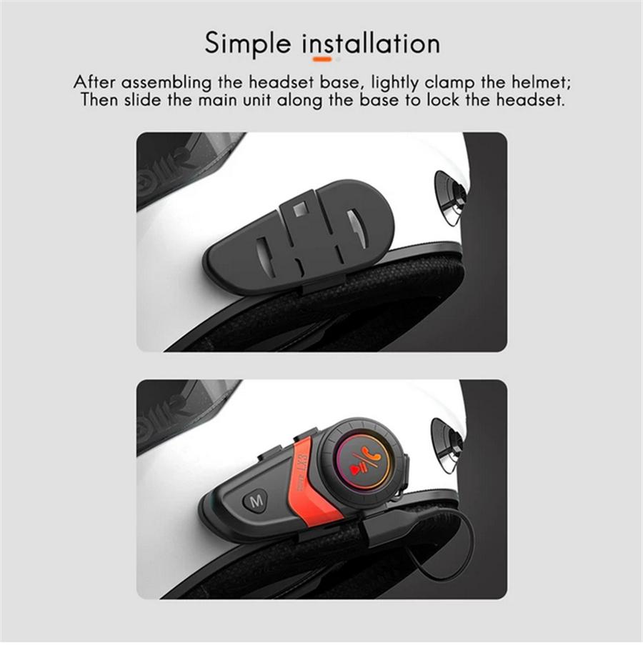 Red motorcycle helmet with bluetooth headset, hands-free call, wireless headphones and music player