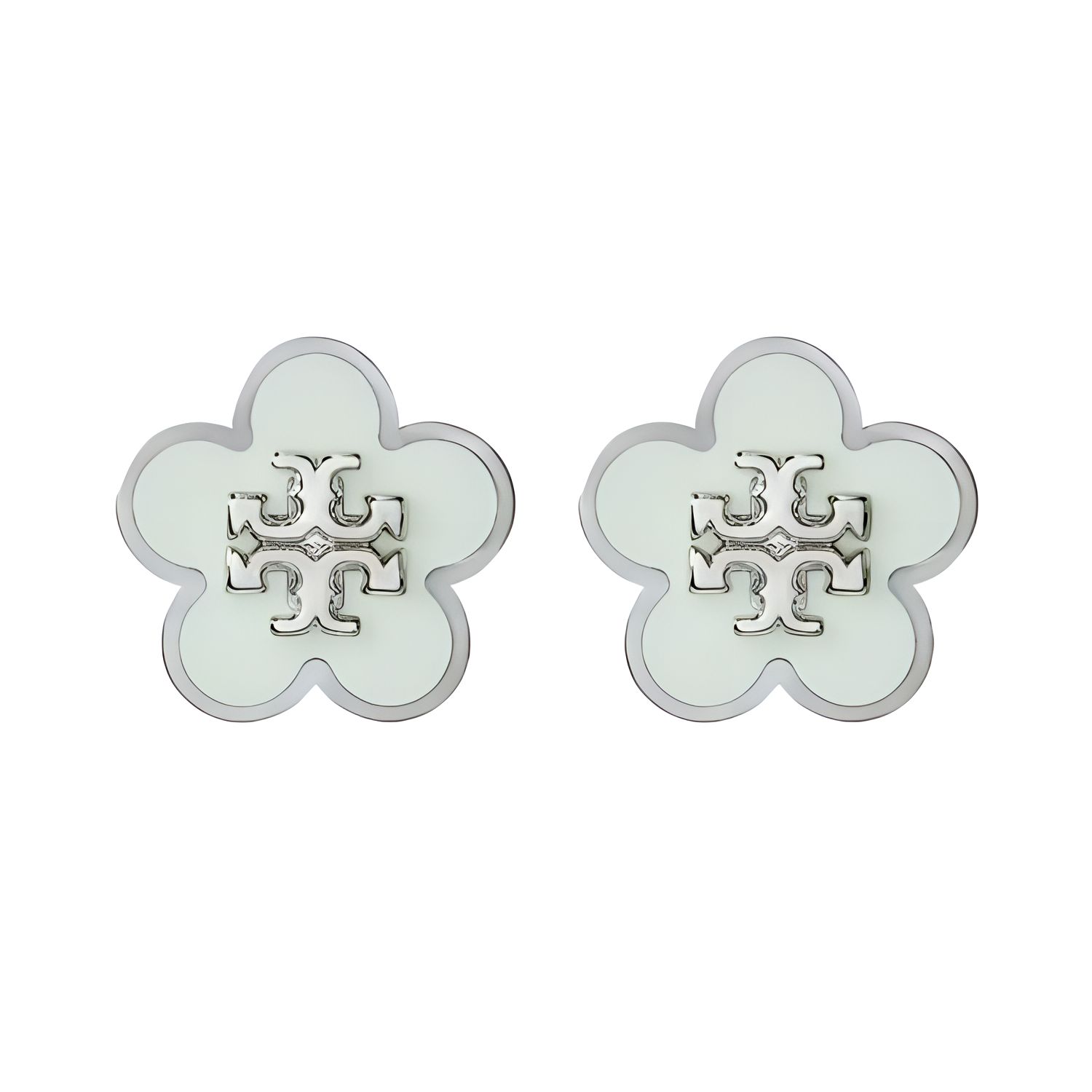 Tory Burch Floral Shaped Brass Enamel Earrings Women earrings 147151-800 Light Green