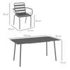 Garden Furniture Set 7-Piece Garden Dining Set with 1 Table and 6 Stackable Chairs in Steel Dark Gray