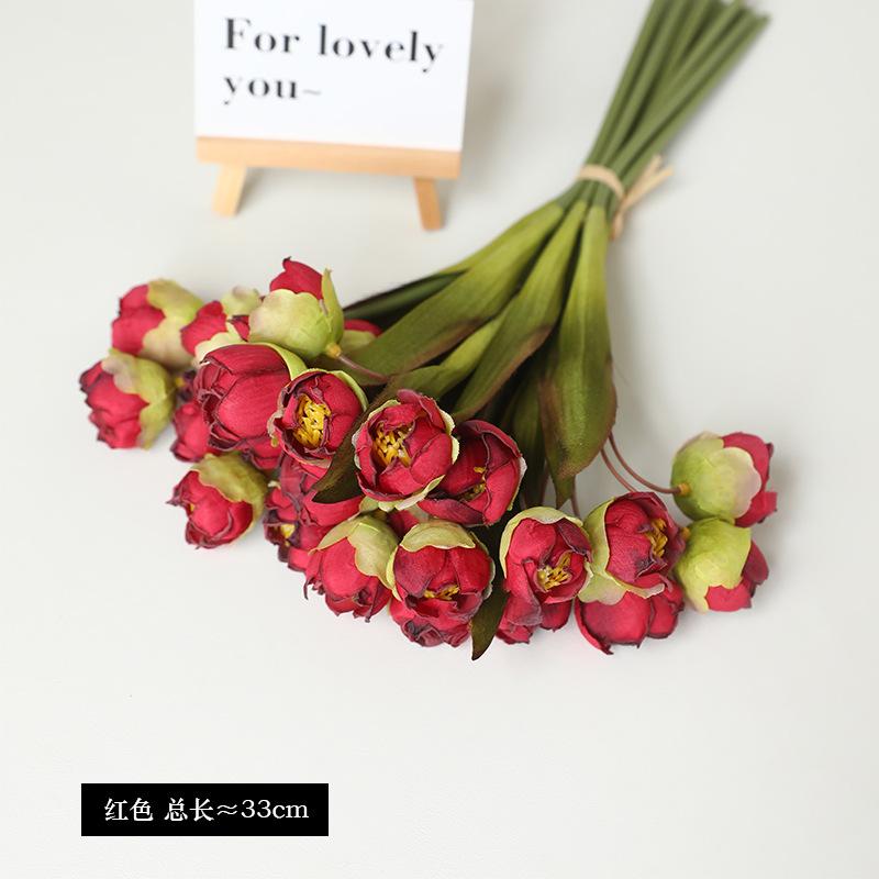 Simulation of 24 bunches of bluebells Lily of the Valley, retro home bedside decoration silk flower shooting props Simulation Lily of the Valley красный
