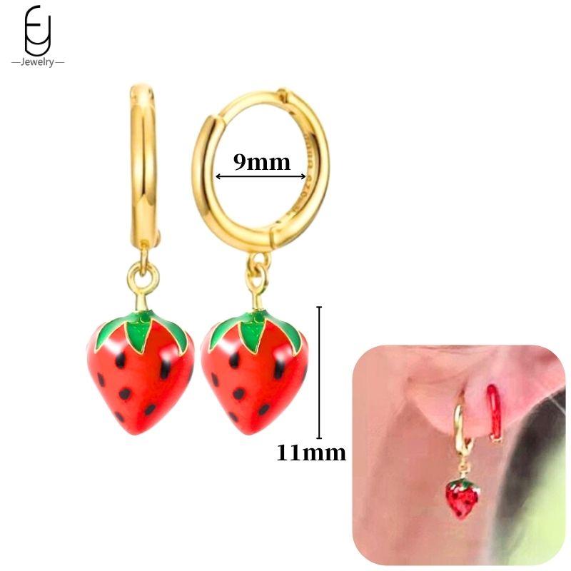 925 Silver Needle Cute Starfish/Shrimp Pendant Earrings Red Chili/ Star Enamel Gold Earrings For Women Fashion Jewelry