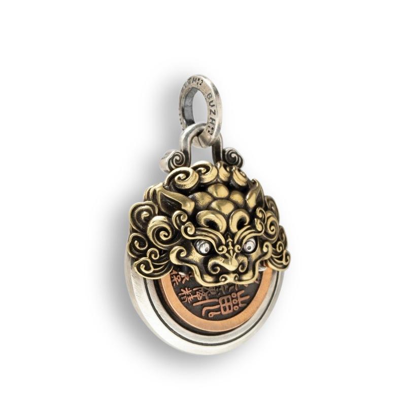 National Style Retro Ethnic Style Handmade Men's Tang Lion Mountain Ghost Money Pendant
