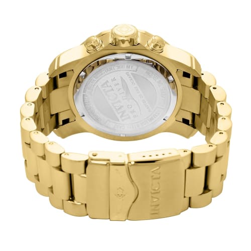 Invicta Pro Diver Quartz Watch, 48.8mm Case, Gold Stainless Steel Strap, Black Dial, 19837, Men's