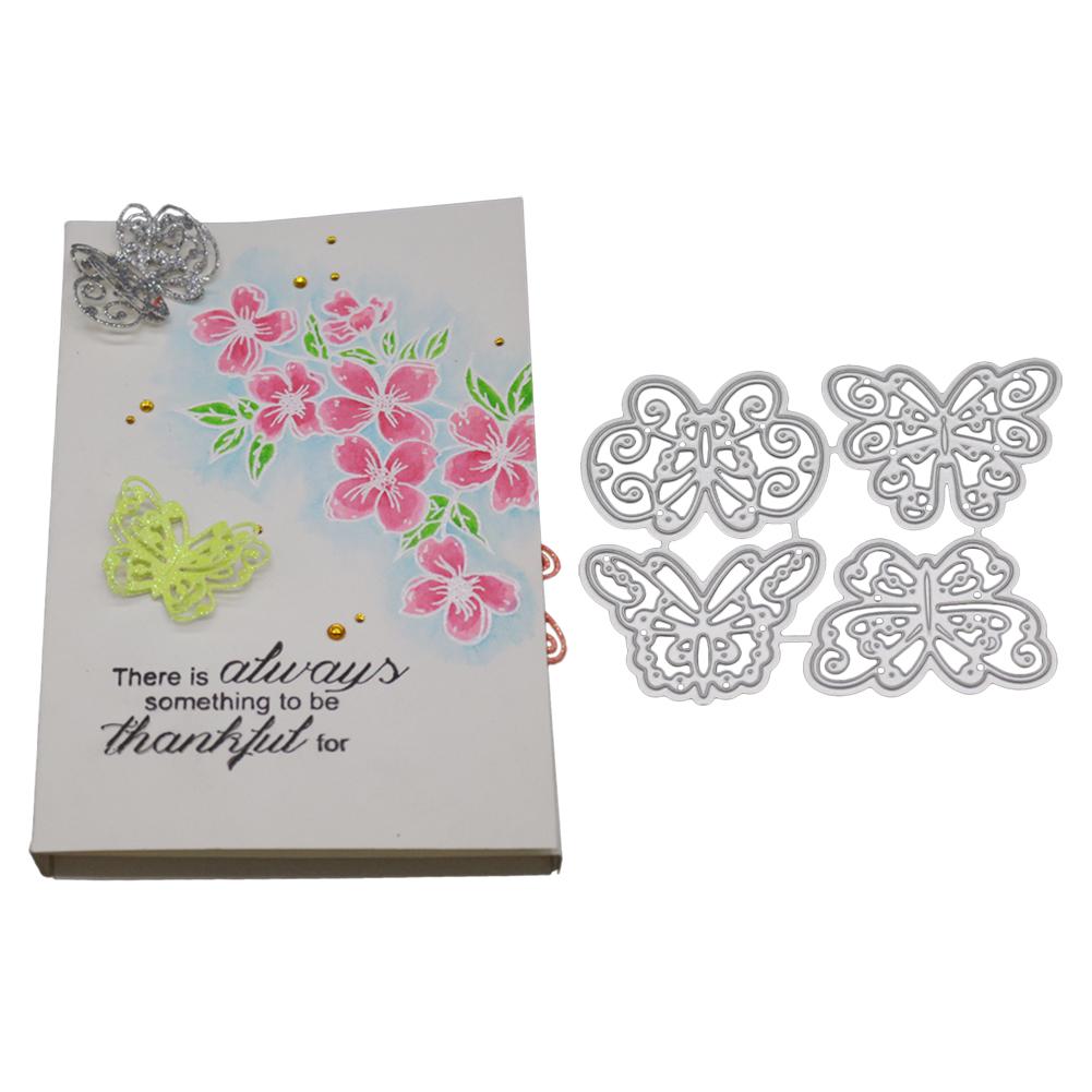 4 Schmetterlinge Rahmen Metall Silbern Schablone Präge Stanzformen Für DIY Scrapbooking Papieralbum Kartenherstellung