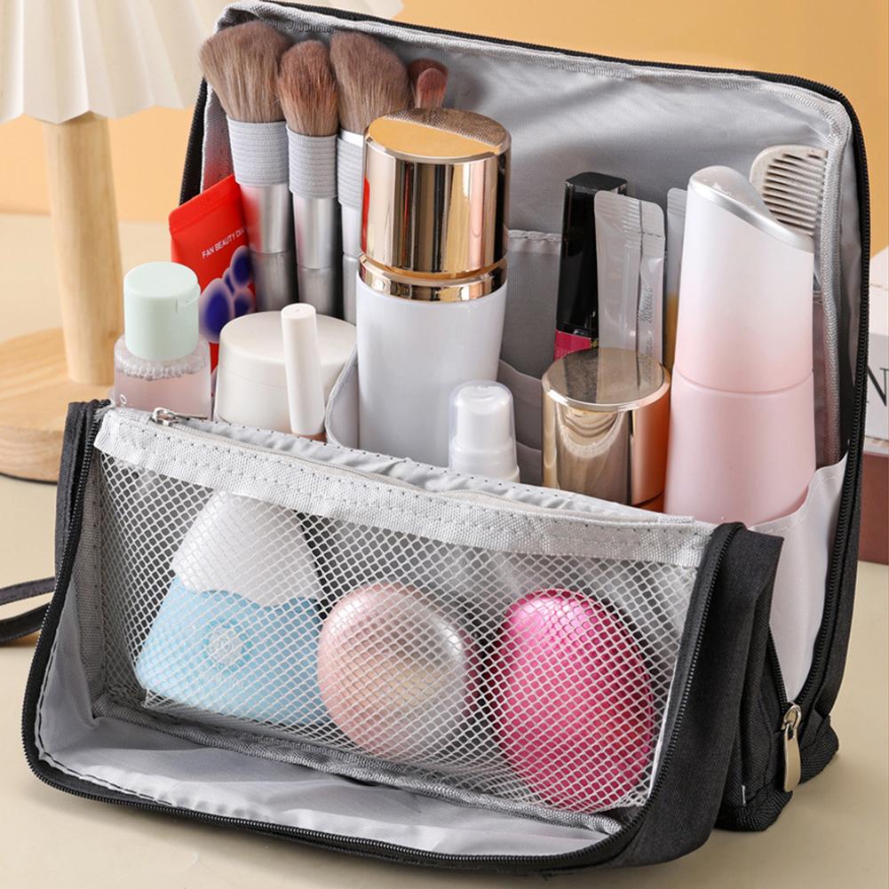 Portable Stand-Up Makeup Brush Holder Standing Makeup Bag Large Capacity Oxford Cloth Simple Stationery Organizer Student