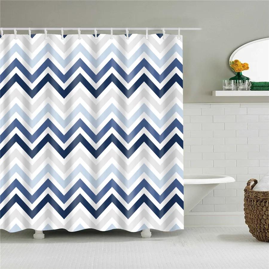 Black and White Shower Curtain Geometric Pattern Waterproof Polyester Home Decor Bath Curtains with Hooks Bathroom Accessories
