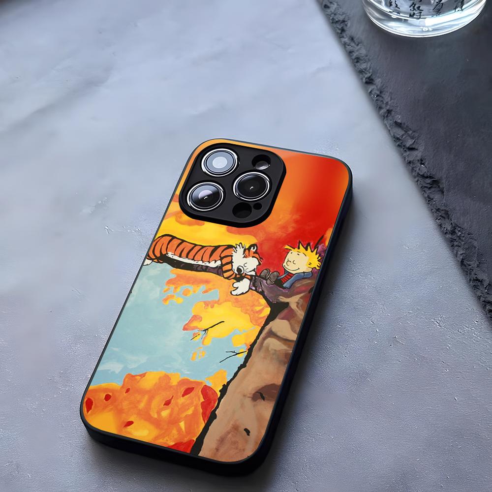 Cartoon C-Calvin And H-Hobbes Phone Case Tempered Glass For IPhone 17 13 14 16 12 15 11 Pro Max Plus Mini X XR SE2020 Coque