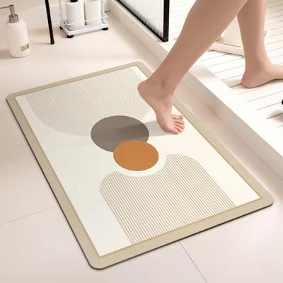 Tapis de Sol Antidérapant en Caoutchouc Absorbant l'Eau Moderne Ensemble de Tapis Diatomite Tapis de Bain pour Maison Cuisine Salle de Bain Tapis à Motifs Nouveauté