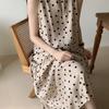Lazy seaside resort style sleeveless vest polka dot long skirt Han Fan temperament loose long dress