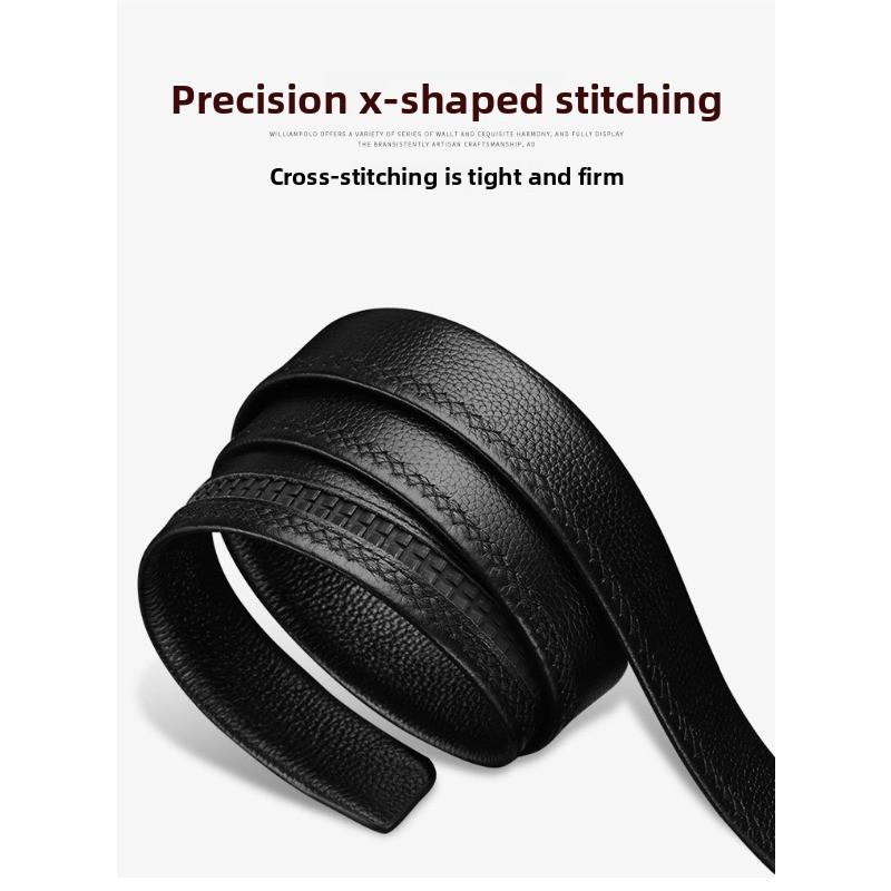 Men's genuine leather belt - no buckle, automatic clasp, full grain leather