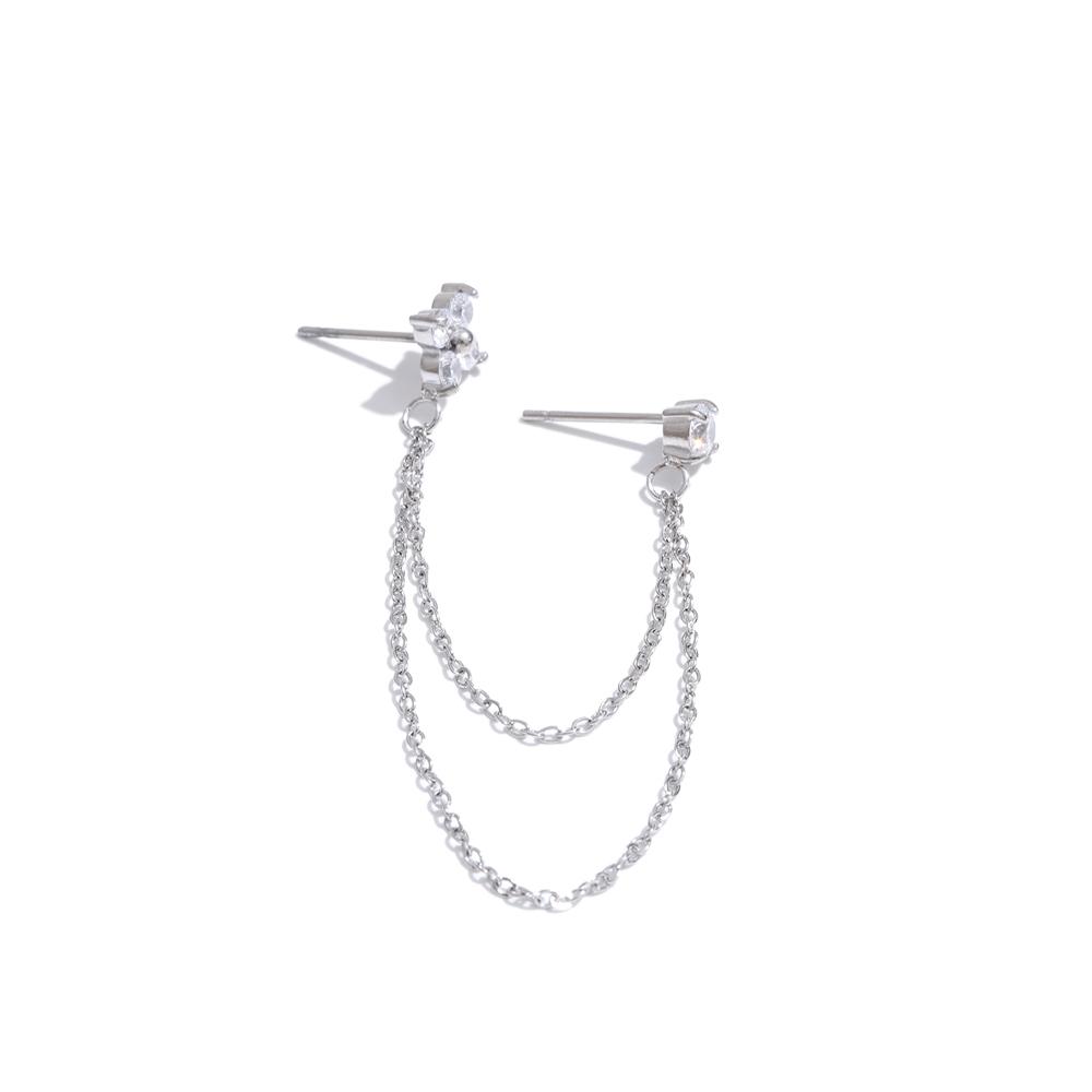 

Yhpup 1PC Cubic Zirconia Exquisite Flower Chain Drop Unique Earrings High Quality Stainless Steel Delicate Stylish Jewelry Gift