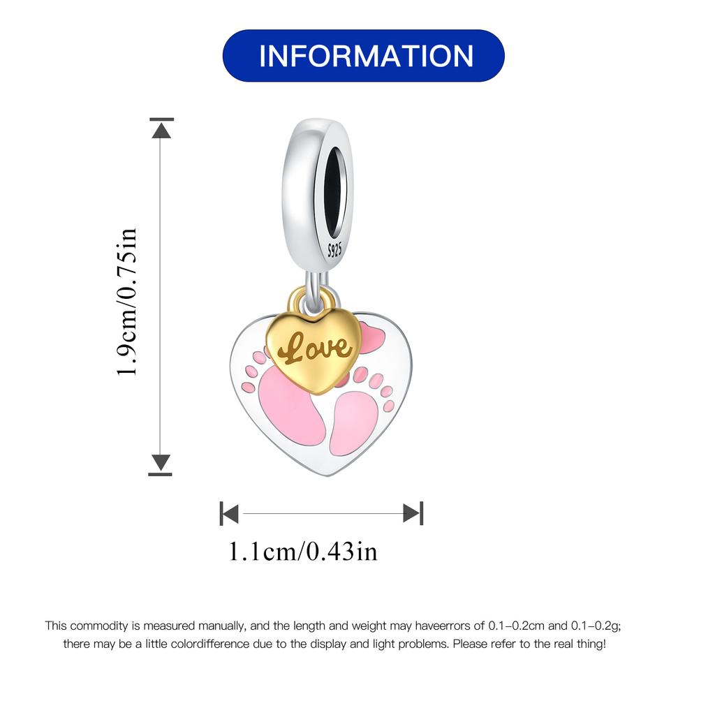 Bead Components Copper Metal Charm Bead Components Authentic Original Baby Footprint Pendant Bead Component Bead Components Compatible With Bracelet