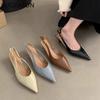 Fashion SUOJIALUN 2024 Summer New Brand Women Sandal Fashion Pointed Toe Shallow Ladies Elegant  Slingback Shoes Thin Med Heel Pumps