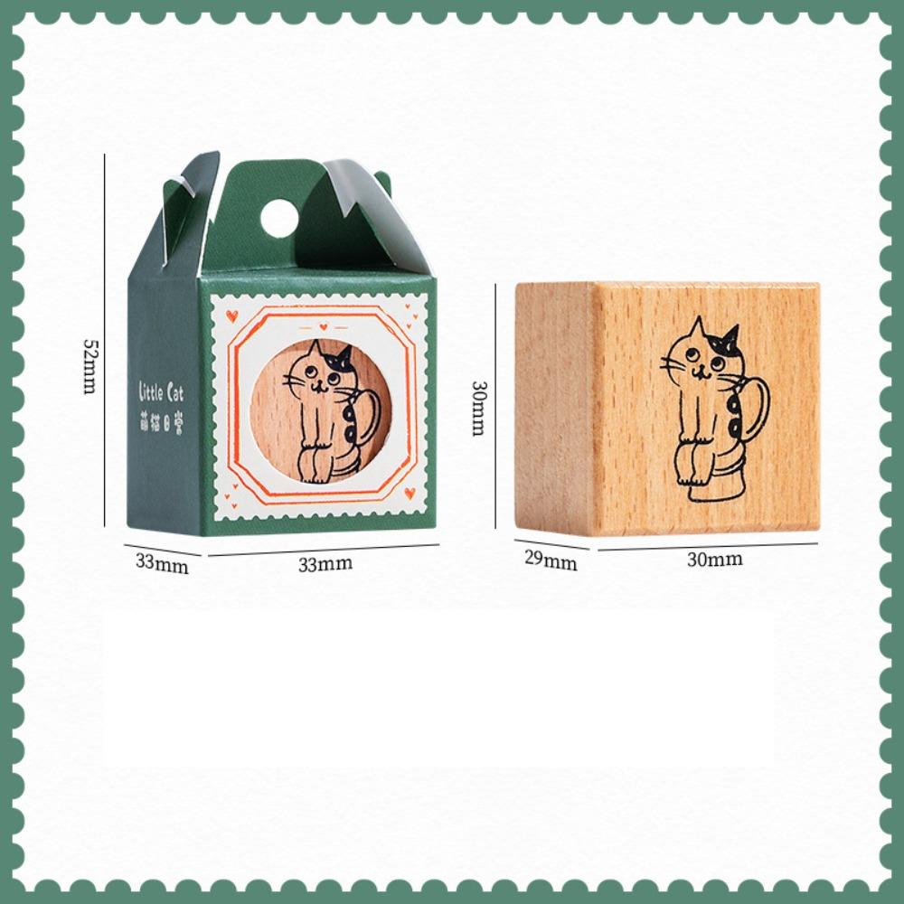 Cute Wooden Rubber Stamps Animals Cat Stationery Stamps  For DIY Card Photo Album Diary Decor