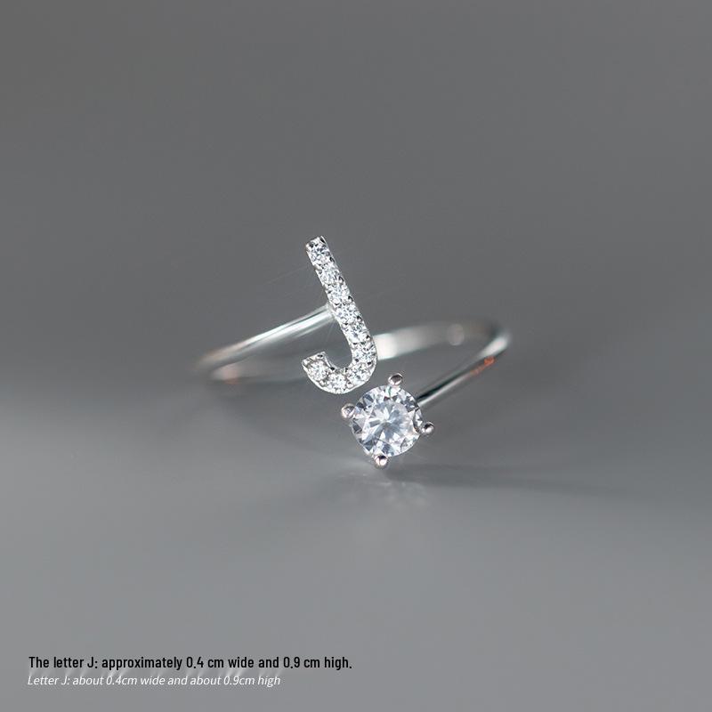 Women's Alphabet Rings: Unique Japanese and Korean Style, Plain Band, Open Design for Index Finger.
