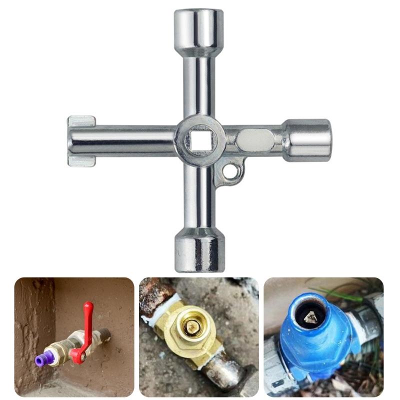 6 In 1 Galvanized Crossing Key Wrench For 5.3mm 6mm 8mm Square 9mm Triangular 7mm Hexagonal 5.7mm Round Holes Zinc Alloy Multiple Tool