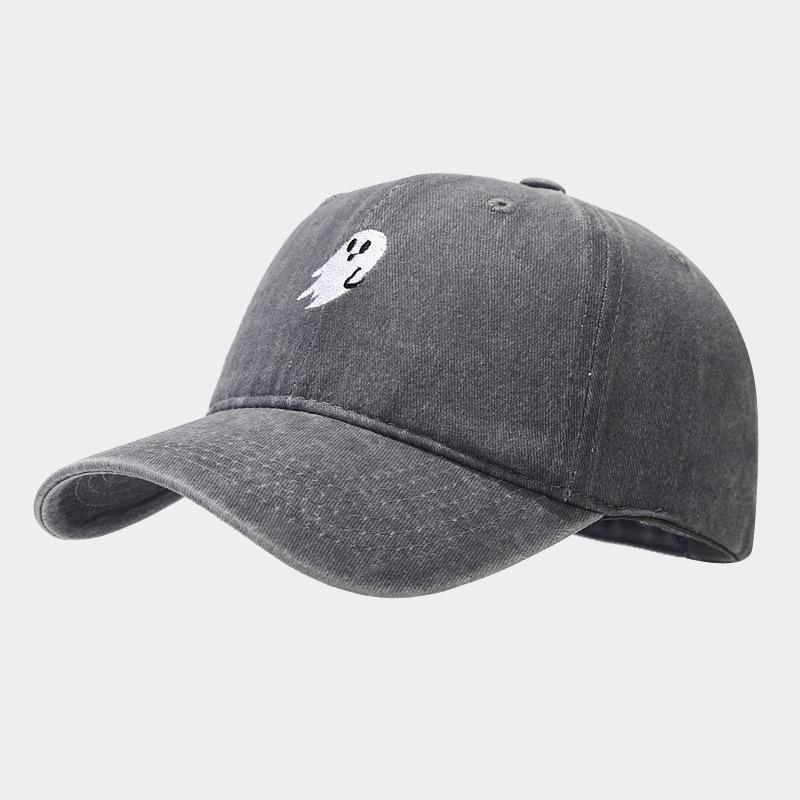 New ghost embroidery washed baseball cap men's and women's outdoor sunshade sunscreen cap fashionable personalized cap