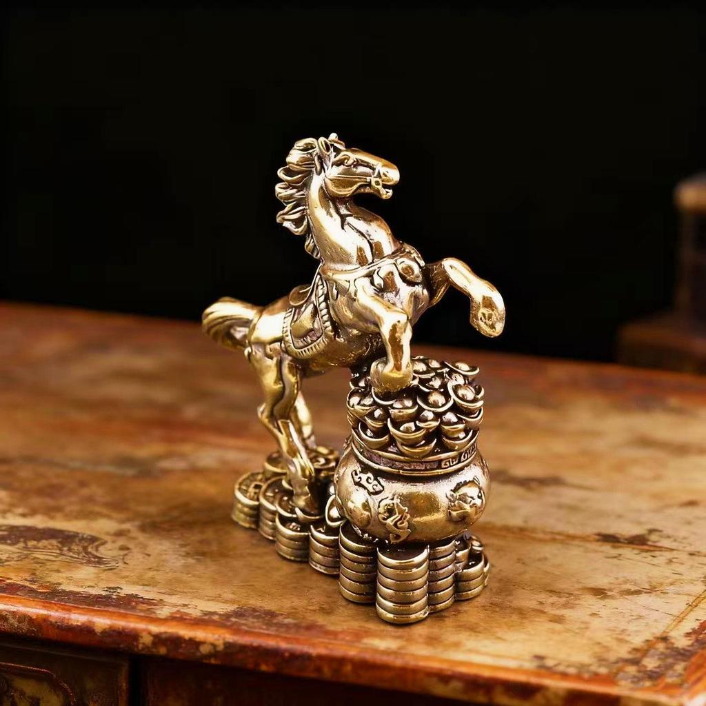 Brass Material Treasure Pot, Horse Statue Ornaments, Cross-border Hot Selling Home Decoration, Tea Pets, Desktop Bronze Ware, Craft Wholesale