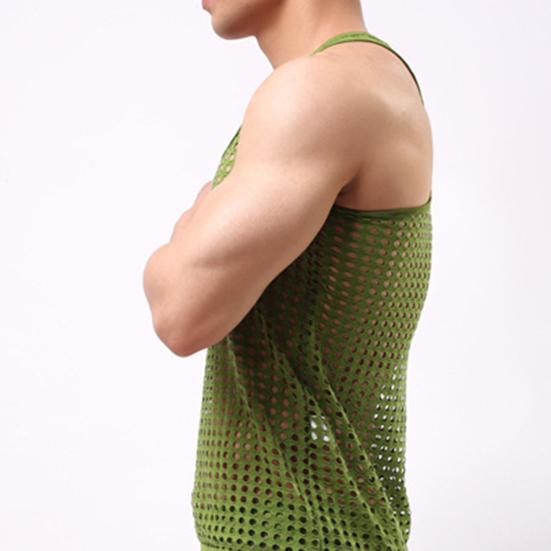 Men Underwear Stretchy Mesh Male Japan Style Pure Color Undershirt for Bathroom