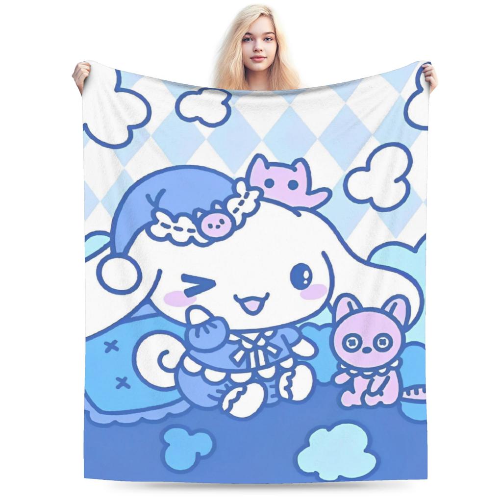 Pink Cinnamoroll Blanket Fleece Textile Decor Cute Cartoon Multifunction Ultra-Soft Throw Blanket for Home Travel Bedspread