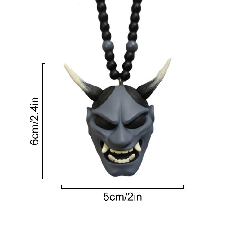 1Pc Hannya Helmet Car Accessories Charm Rear View Mirror Samurai Auto Ornament Japanese Oni Hanging Pendant
