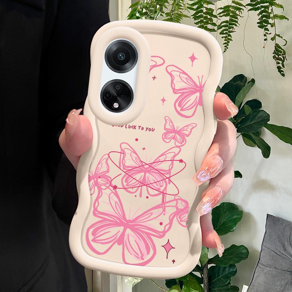 

Окрашенный узор Big Wave Edge Мягкий силиконовый материал Macaron чехол для телефона противоударный защитный резиновый чехол для OPPO Reno Realme OPPO A60 белый